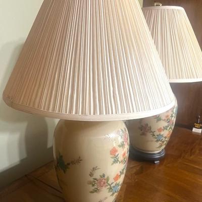 Pair of Floral 3-Way Lamps