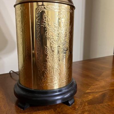 Brass Etched Panel Table Lamp