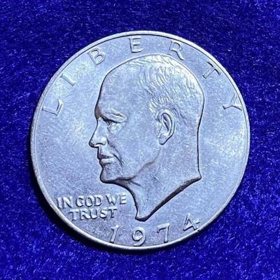 1974 Ike Dollar Coins 4 X Retro, Eisenhower Coinage Circulated Money, Eagle Moon, Lunar, Numismatica, Jewelry Supply, NASA, Space, Apollo 11