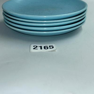 Set of (5) blue ceramic plates