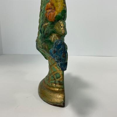 -269- VINTAGE | Antique Cast Iron Flower Basket Doorstop