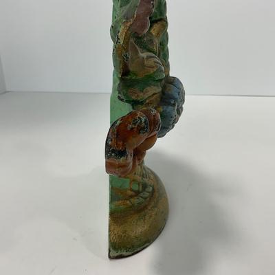-269- VINTAGE | Antique Cast Iron Flower Basket Doorstop