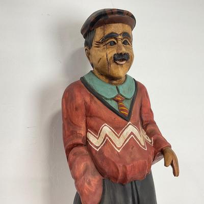 -284- COLLECTIBLE | Wooden Golfer & Gold Club
