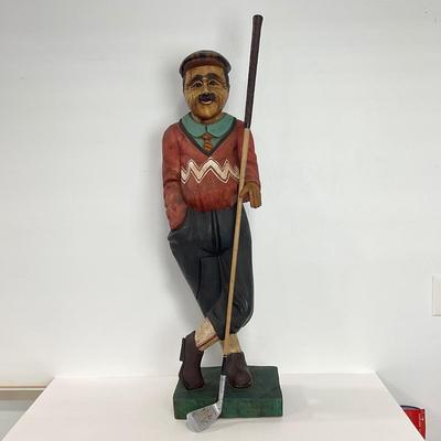-284- COLLECTIBLE | Wooden Golfer & Gold Club