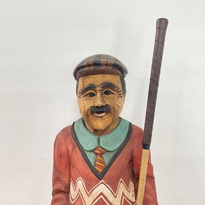 -284- COLLECTIBLE | Wooden Golfer & Gold Club
