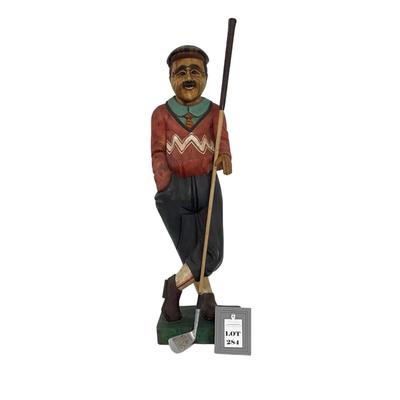 -284- COLLECTIBLE | Wooden Golfer & Gold Club