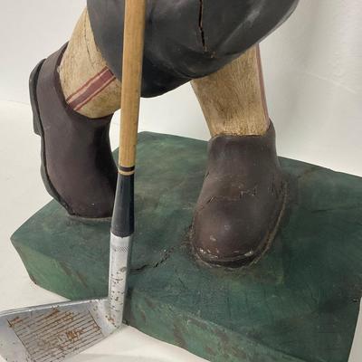 -284- COLLECTIBLE | Wooden Golfer & Gold Club