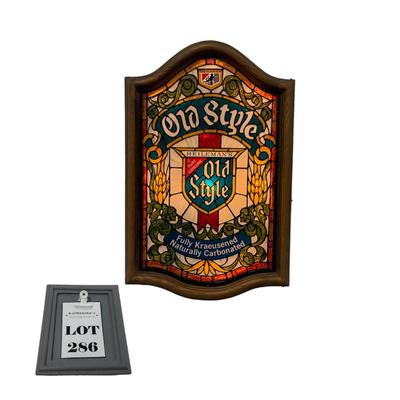 -286- BEER | Vintage Stained Glass Style Old Style Lighted Beer Sign