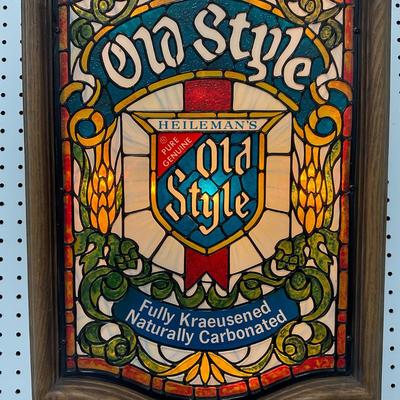 -286- BEER | Vintage Stained Glass Style Old Style Lighted Beer Sign