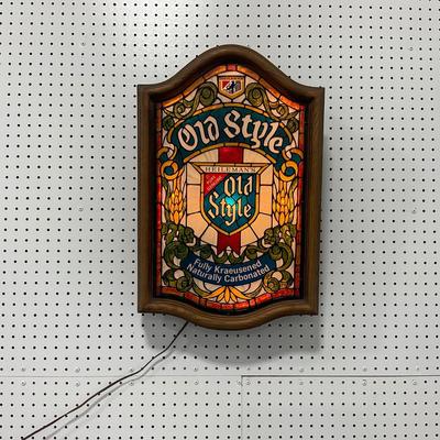 -286- BEER | Vintage Stained Glass Style Old Style Lighted Beer Sign