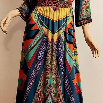 Stunning Vtg Kaftan Abstract maxi dress