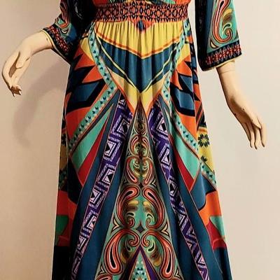 Stunning Vtg Kaftan Abstract maxi dress
