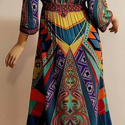 Stunning Vtg Kaftan Abstract maxi dress