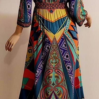 Stunning Vtg Kaftan Abstract maxi dress