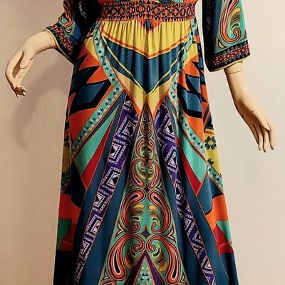 Stunning Vtg Kaftan Abstract maxi dress
