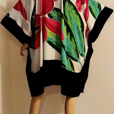 Vtg 1970s Abstract Hand Printed Kaftan dress