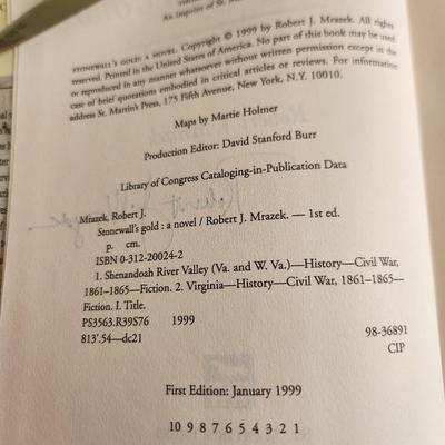 Stonewall's Gold - A Novel of the Civil War by Robert Mrazek, Autographed