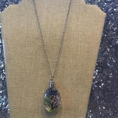 Double Sided Glass Pendant with Chain
