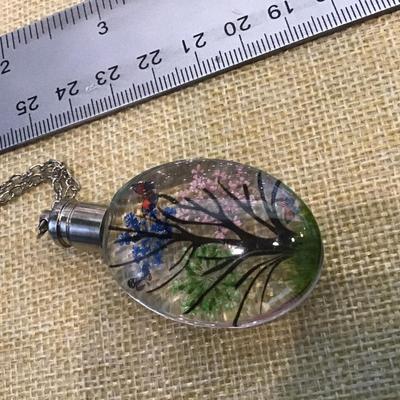 Double Sided Glass Pendant with Chain
