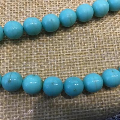 Vintage Turquoise Tone Beaded Necklace