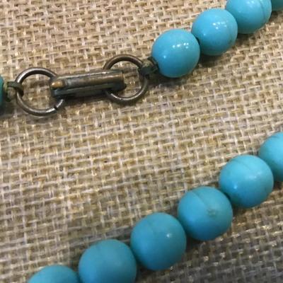Vintage Turquoise Tone Beaded Necklace