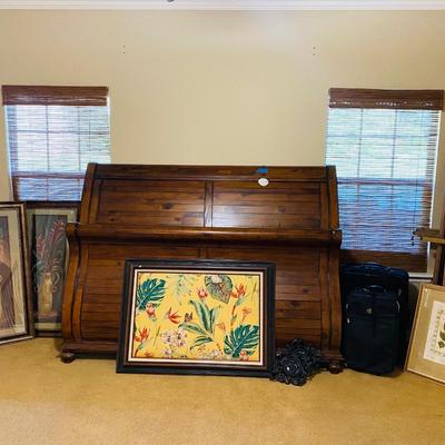 Lot 11: Wood Bed Frame, Art & More (Downstairs)