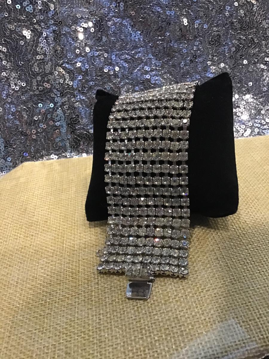 Wide Rhinestone Locking Bracelet