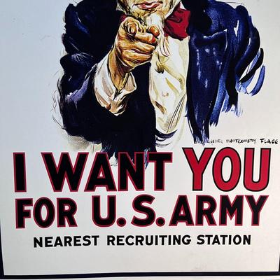 LARGE UNCLE SAM â€œI WANT YOU FOR U.S. ARMYâ€ RECRUITING POSTER