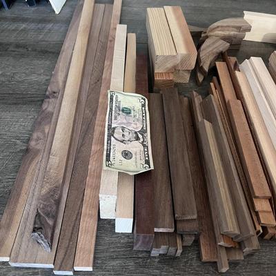 ASSORTED WOOD PIECES MOSTLY HARDWOODS GREAT FOR CRAFT PROJECTS