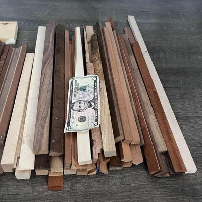 ASSORTED WOOD PIECES MOSTLY HARDWOODS GREAT FOR CRAFT PROJECTS