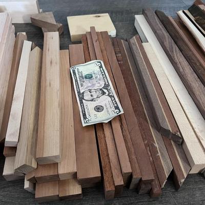 ASSORTED WOOD PIECES MOSTLY HARDWOODS GREAT FOR CRAFT PROJECTS