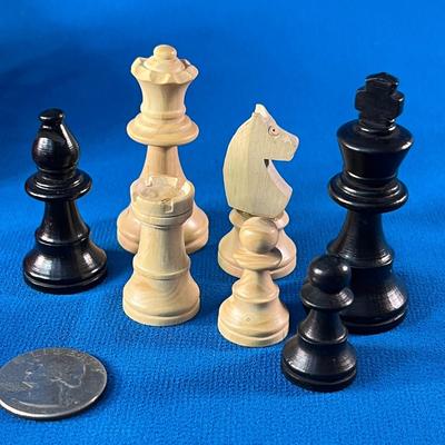 CARVED WOOD IMPORTED FROM FRANCE CHESS SET IN WOOD BOX, IN RED TOY BOX
