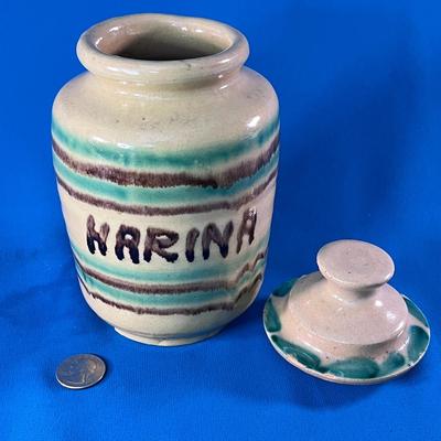 RUSTIC POTTERY â€œHARINAâ€ (FLOUR) LIDDED JAR 