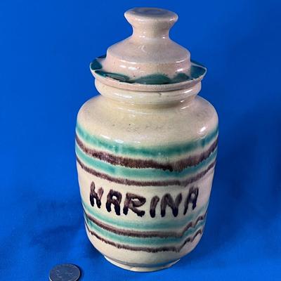 RUSTIC POTTERY â€œHARINAâ€ (FLOUR) LIDDED JAR 