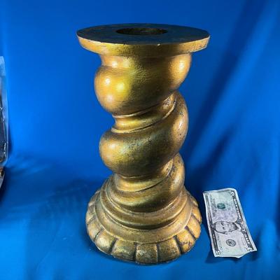 LARGE SWIRLED TERRA COTTA? PEDESTAL ANTIQUE GOLD-LIKE FINISH