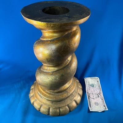 LARGE SWIRLED TERRA COTTA? PEDESTAL ANTIQUE GOLD-LIKE FINISH