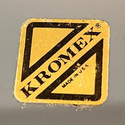 KROMEX MID CENTURY MODERN CHROME AND WOOD SERVING DISH