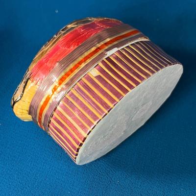 COLORFUL WOOD VENEER TRINKET BOX RESTING BIRD SATIN LINED