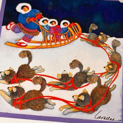 NEW IN PACKAGE SET OF 6 NOTE CARDS PLAYFUL ALASKA ESKIMOS & HUSKIES