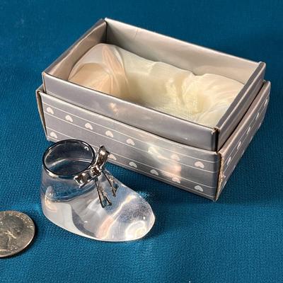 SWEET CRYSTAL BABY BOOTIE WITH SILVERTONE TRIM IN SATIN LINED BOX
