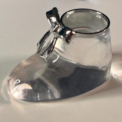 SWEET CRYSTAL BABY BOOTIE WITH SILVERTONE TRIM IN SATIN LINED BOX