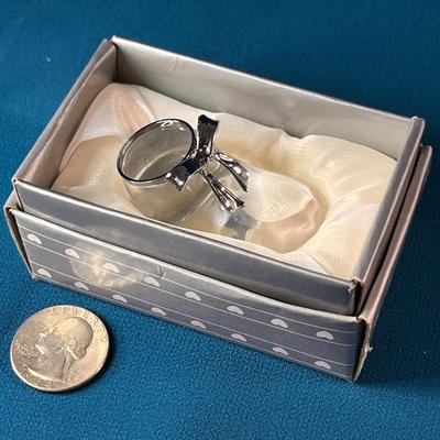 SWEET CRYSTAL BABY BOOTIE WITH SILVERTONE TRIM IN SATIN LINED BOX