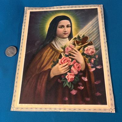 VINTAGE COLOR PICTURE â€œST. THERESE (THE LITTLE FLOWER OF JESUS) PRAY FOR USâ€