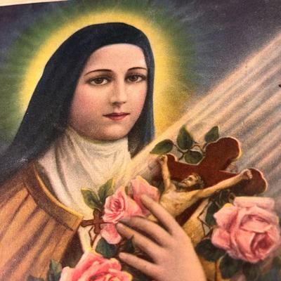VINTAGE COLOR PICTURE â€œST. THERESE (THE LITTLE FLOWER OF JESUS) PRAY FOR USâ€