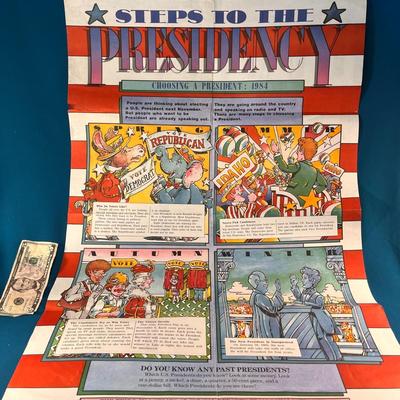 1984 SCHOLASTIC POSTER â€œSTEPS TO THE PRESIDENCYâ€ AND â€œSTORY OF COMPUTERSâ€