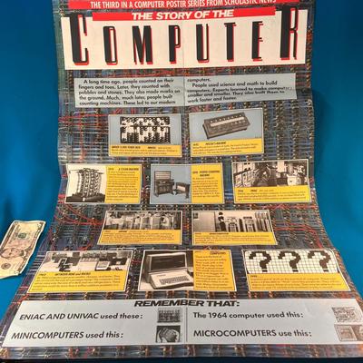 1984 SCHOLASTIC POSTER â€œSTEPS TO THE PRESIDENCYâ€ AND â€œSTORY OF COMPUTERSâ€