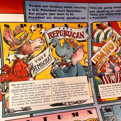 1984 SCHOLASTIC POSTER â€œSTEPS TO THE PRESIDENCYâ€ AND â€œSTORY OF COMPUTERSâ€