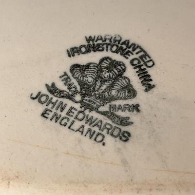 ANTIQUE 1800â€™s IRONSTONE SERVING PLATTER JOHN EDWARDS ENGLAND TEA LEAF PATT.