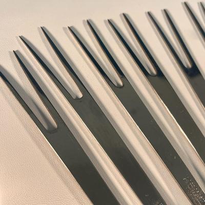 SET OF 6 COLOR CODED HANDSOME MID CENTURY MODERN FONDUE FORKS w/ WOOD HANDLES