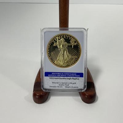 -293- CURRENCY | 1933 Gold Double Eagle Replica 24kt Gold Coin